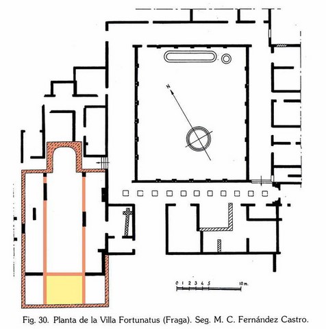 Planta de la villa romana de Fortunatus según M. C. Fernández Castro